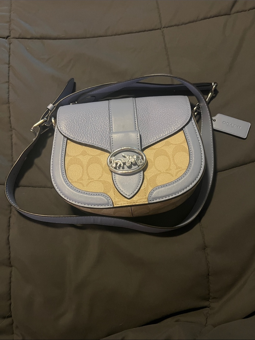 Coach Khaki Canvas Crossbody with Chambray Blue Trim - Picture 8 of 8